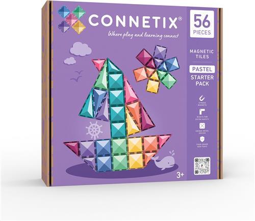 CONNETIX - Magnetisch Tegels - Pastel Startpakket - 56 Stuks - Magnetisch Speelgoed