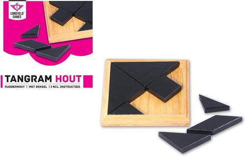 Longfield Games Tangram houten bordspel in doosje 13x13cm