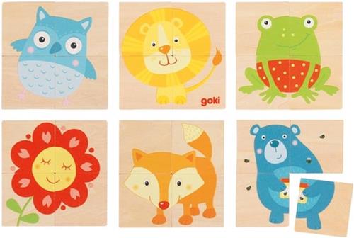 Karemo: DIEREN 8x8cm, memo + karemo in één, 24-delig, hout, 2+