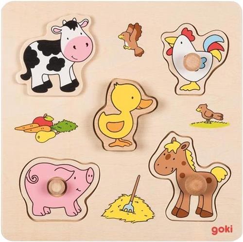 Goki - Boerderij steekpuzzel van hout
