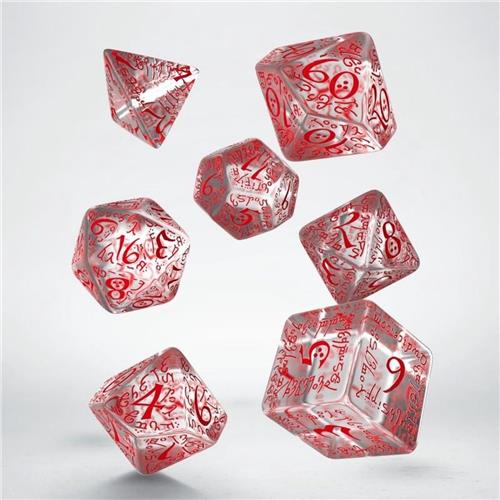 Polydice 7 Dobbelstenenset Transparent & Red Elvish Q-Workshop