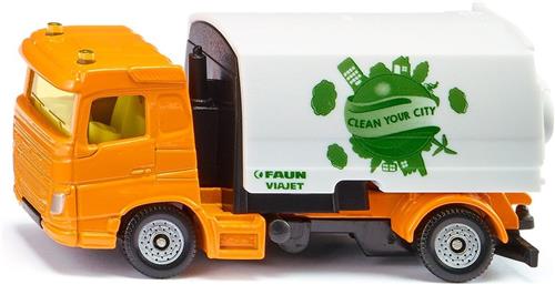 Siku veegwagen Faun Milieutechniek speelgoed metaal/kunststof geel/wit omhoogklapbare opvangbak 2-assig chassis