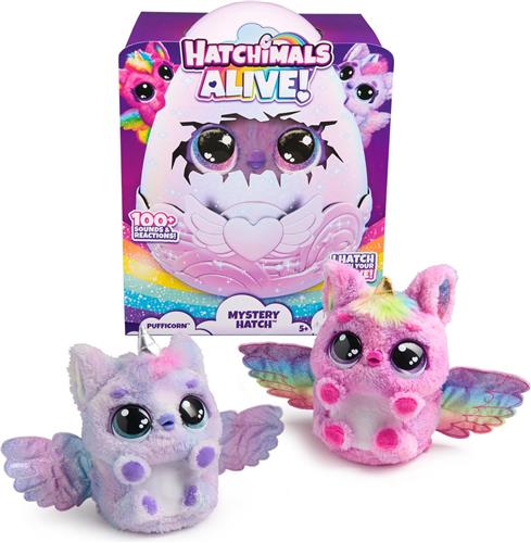 Hatchimals Alive - Mystery Hatch Pufficorn - Interactief verrassingsspeelgoed in een ei met mist, lichtjes en geluiden