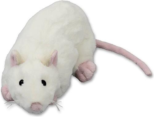 Inware pluche rat knuffeldier - wit - liggend - 20 cm - Dieren knuffels - ratten
