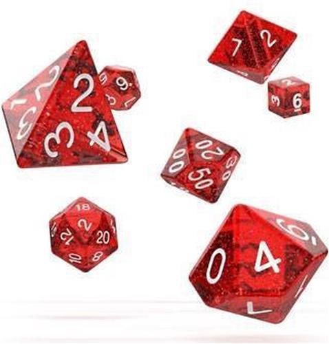 Oakie Doakie Dice RPG 7 Dice Set Speckled / Glitter Red