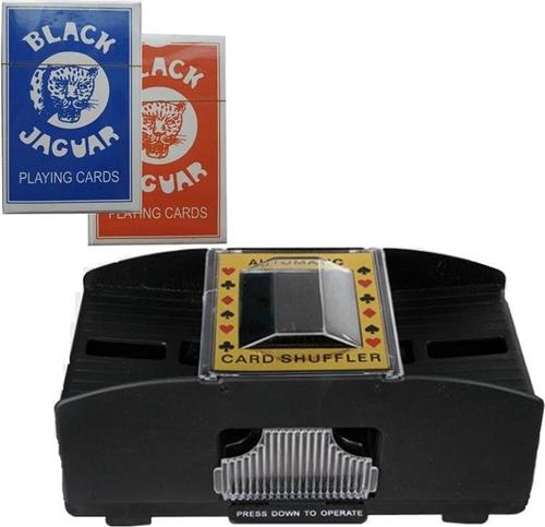 Set van kaartenschudmachine op batterijen / twee pakjes professionele speelkaarten / gezelschap spellen