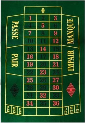 Roulette kleed. Groen vilt. Afm. 130 x 90 cm. Dikte vilt 3 mm.