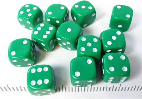 Chessex dobbelstenen set, 12 6-zijdig 16 mm, groen