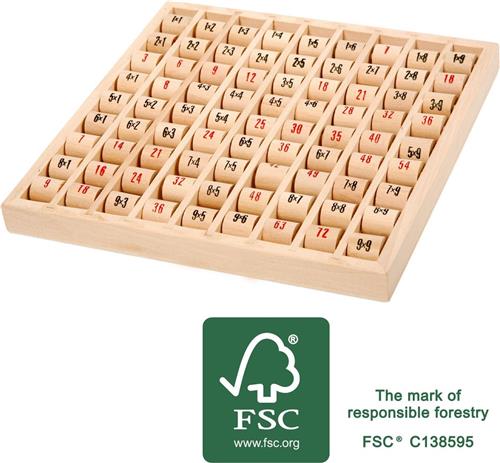 Small Foot Vermenigvuldigingstabellen 21 x 21 x 2 cm - Hout 100% FSC®
