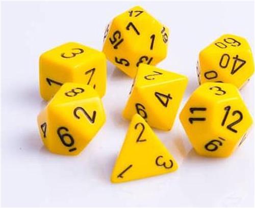 Polydice / dobbelstenen Set Geel met Zwart