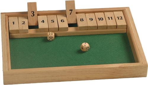 Hot games Shut the box 12 cijfers 31x23x3cm hout