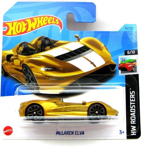 HOT WHEELS Mc LAREN ELVA GOLD 82/250 1:64 HW ROADSTERS 6/10