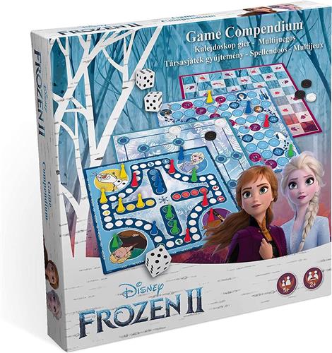 Frozen II spellendoos 4-delig: ladderspel  molenspel - dammen  ludo (mens-erger-je-niet)