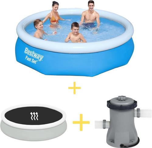 Bestway Zwembad - Fast Set - 305 x 76 cm - Inclusief Solarzeil & Filterpomp
