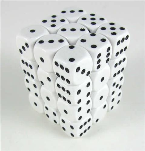 Chessex 36-Die Set Opaque 12mm - White/Black