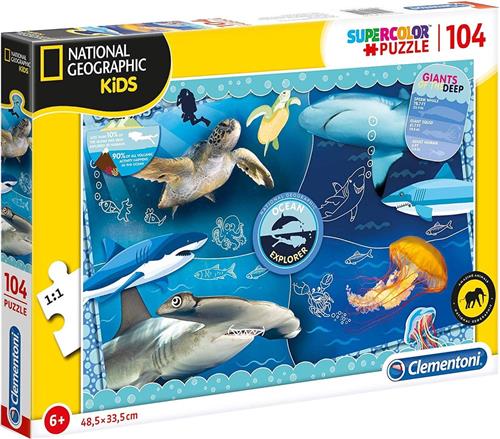 Clementoni Supercolor Puzzel - GIANTS OF THE DEEP - National Geographic Kids - 104 Stukjes