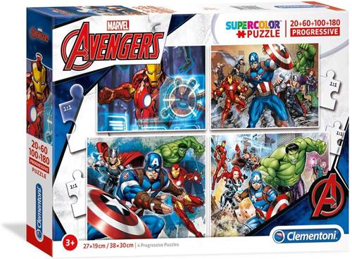 Clementoni Legpuzzel 4-in-1 Avengers - 20/60/100/180 Stukjes