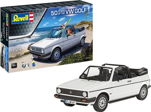 1:24 Revell 05636 Volkswagen VW Golf 1 Cabriolet - 50 Jaar! - Auto - Geschenkset Plastic Modelbouwpakket