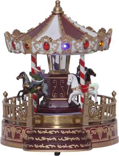Star Trading Carrousel Kerstmis | carrousel muziekdoos | Muziekdoos Carrousel Kerst | Kerstcarrousel | Kerstdecoratiecarrousel | Kerstdecoratie binnen | LED-kerstdecoratie | Muziekdoos Kerstmis