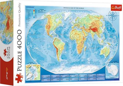 Trefl Trefl 4000 - Grote fysieke kaart van de wereld