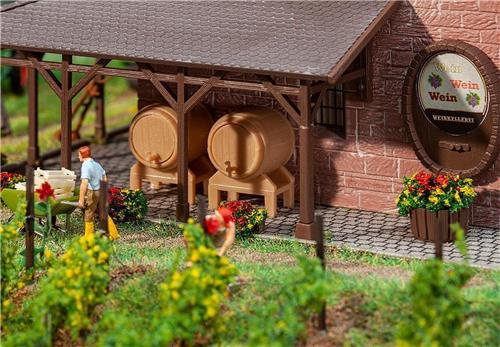 Faller - 2 Houten vaten en 2 kuipen - modelbouwsets, hobbybouwspeelgoed voor kinderen, modelverf en accessoires