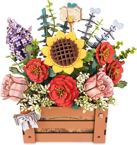 Robotime Rowood Wooden Bloom Box - TW02H - Bloemen - Bouwpakket - Knutselen - Cadeautip - Hobby - Modelbouw