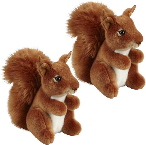 Familie set van 2x stuks pluche knuffel dieren Rode Eekhoorn van 18 cm - Speelgoed eekhoorns knuffels