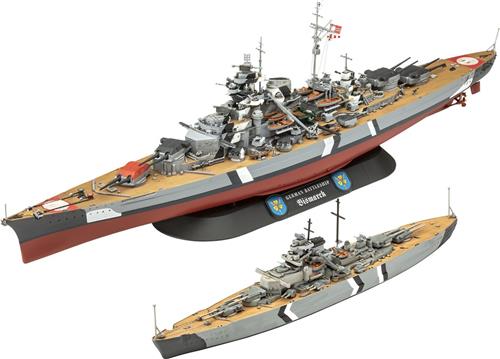 1:700 & 1:1200 Revell 05637 De legendarische Bismarck - 2 Schepen! - Geschenkset Plastic Modelbouwpakket
