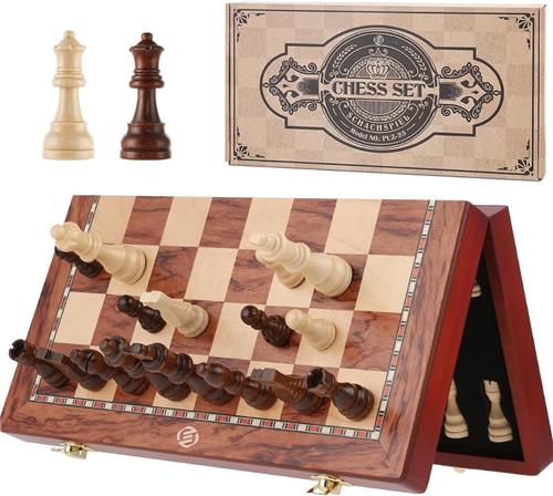 Equivera Magnetisch Schaakspel - Magnetisch Schaakspel - Magnetisch Schaakbord - Magnetisch Schaakset - Schaakbordspel -Inklapbaar Schaakbord