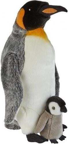 Pluche koningspinguin met kuiken knuffel 50 cm - Pinguins pooldieren knuffels - Speelgoed voor kinderen