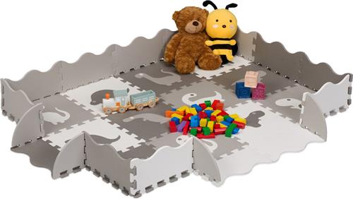 Relaxdays speelmat puzzel - met rand - baby - kinderen - foam - kruipmat - grijs-wit