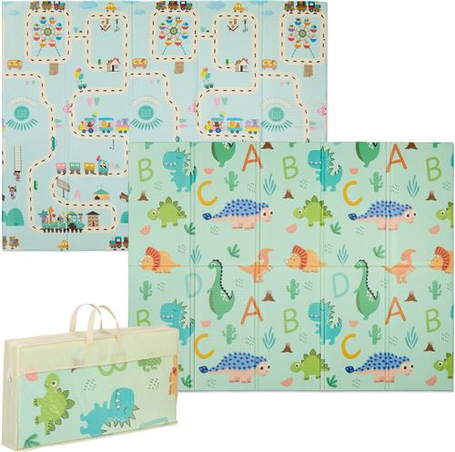Relaxdays speelmat baby - opvouwbaar - foam - 200 x 150 cm - met opbergtas