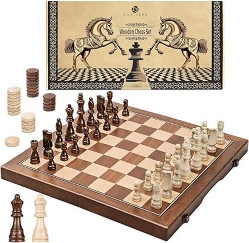 Equivera Magnetisch Schaakspel - Magnetisch Schaakspel - Magnetisch Schaakbord - Magnetisch Schaakset - Schaakbordspel -Inklapbaar Schaakbord