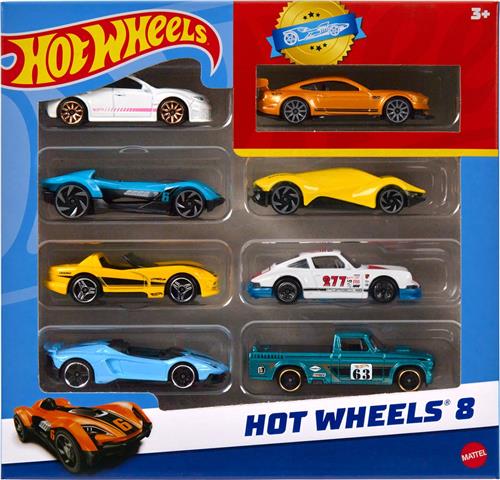 Hot Wheels - Basisset van 8 Auto's en Trucks - Schaal 1:64 - Speelgoedvoertuig