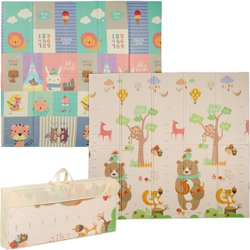 Relaxdays speelmat dieren - opvouwbaar - 200 x 180 cm - afwasbaar - met tas