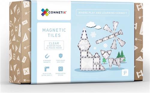 Connetix - Starter Clear Pack 34 stuks - magnetisch constructiespeelgoed