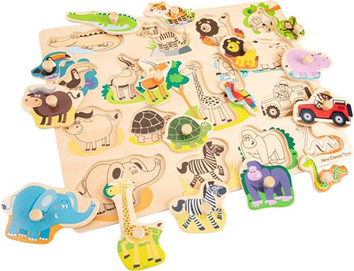 New Classic Toys Houten Legpuzzel Safari Dieren - 16 puzzelstukjes