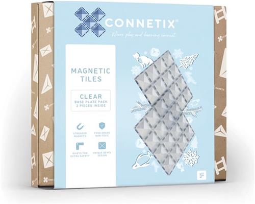 Connetix - 2 Clear basisplaten 30 x 30 cm - magnetisch constructiespeelgoed