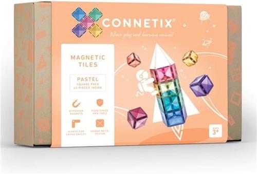 Connetix - Pastel Square 40 stuks - magnetisch constructiespeelgoed