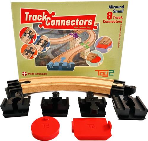 Toy2 Allround Small Track Connectors Treinbaanonderdelen - Houten Treinbaan - geschikt voor LEGO DUPLO©, HUBELINO, BioBuddi, Hape, BRIO©, IKEA