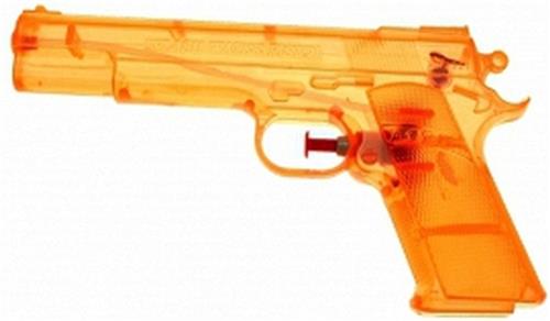 Doorzichtig oranje waterpistool 20 cm - Buitenspeelgoed - Waterpistolen