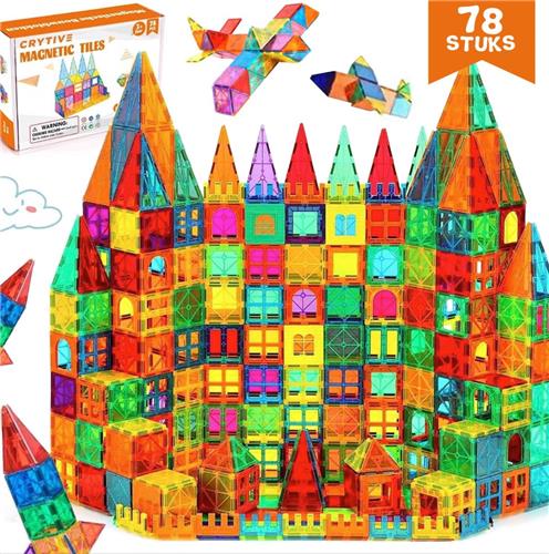 Magnetische Speelgoed - Voordeelset 78 Stuks - Magnetisch Speelgoed - Veilig Voor Kinderen - Magnetisch Speelgoed - Extra Groot Magnetisch Speelgoed