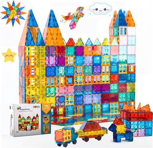 Magnetic Tiles - Magnetisch Speelgoed – 100 stuks - Constructie speelgoed - Magnetische tegels - Montessori speelgoed