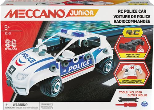 Meccano Junior - RC-politieauto met werkende kofferbak en gereedschap - S.T.E.A.M.-bouwpakket