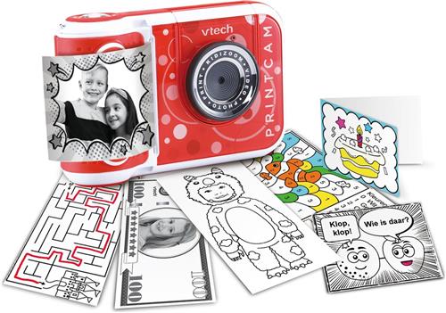 VTech KidiZoom PrintCam - Educatieve Kindercamera - Met Printfunctie - Speelgoed Camera Kinderen - Sint Cadeau - Rood