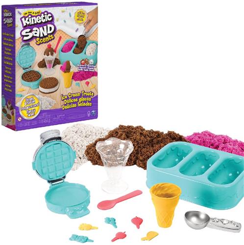 Kinetic Sand - IJstraktaties speelset met drie kleuren geurend zand - 510 gram - Sensorisch speelgoed