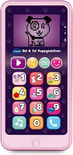 VTech Bel & Tel Puppytelefoon - Baby Telefoon - Interactief Mobieltje - Educatief Babyspeelgoed - Roze - Vanaf 1,5 Jaar