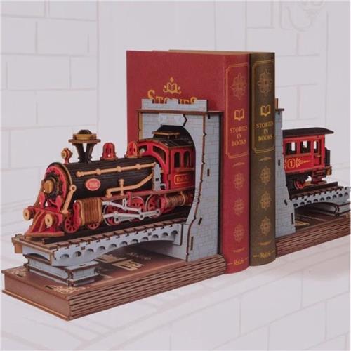 Robotime Rolife Century Train TGE01 - Boekensteun - Stoomtrein - Bouwpakket - Knutselen - Hobby