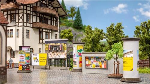 NOCH 14217 H0 Laser-Cut mini's reclamezuilen & reclameborden, elk 3 stuks Kant-en-klaar model