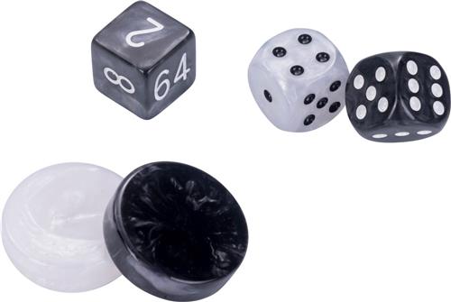 Backgammon 15" grijs / zwart / wit gestikt